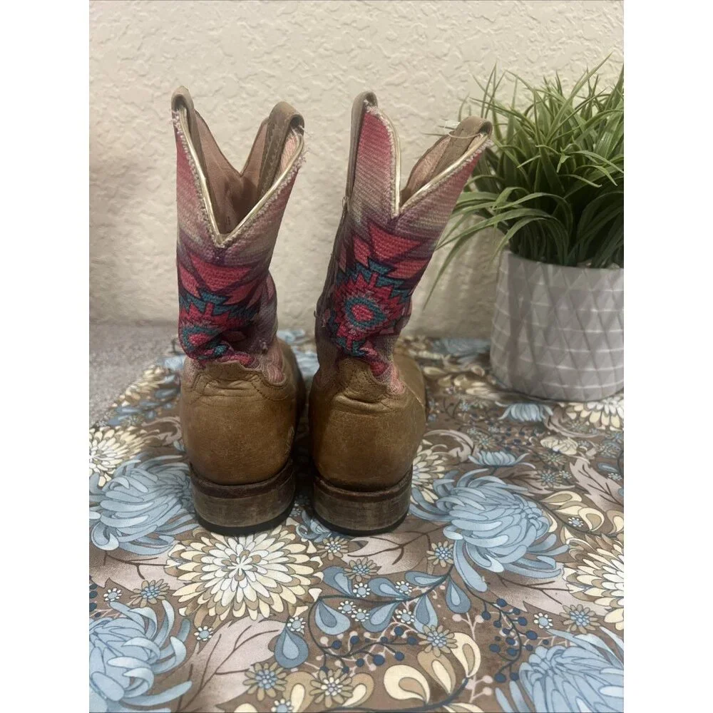 Roper Brown Southwestern Cowboy Western Boots Little Kids Youth size 9